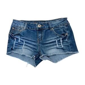y2k low rise distressed denim micro shorts